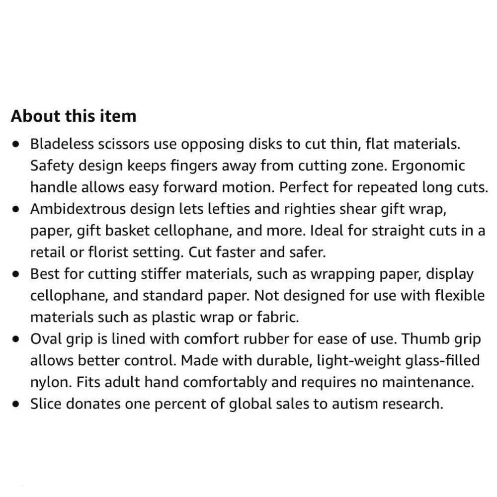 SLICE BLADELESS ROTARY CUTTER STRAIGHT CUTS FOR GIFT WRAPPING PAPER SAFETY BLADE